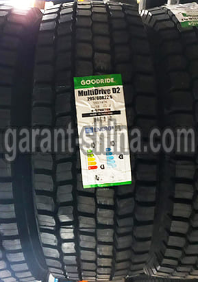 Goodride MultiDrive D2 (приводная) 295/60 R22.5 150/147K 18PR - Фото протектора с этикеткой